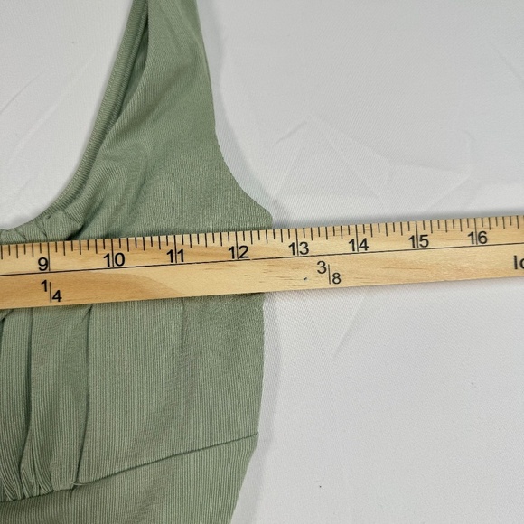 Princess Polly Sleeveless Mini Dress Womens Size 4 Green Stretchy Ruched Top - Picture 6 of 9